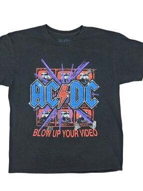 ACDC Graphic T-Shirt Blow Up Your Video Band Music Rock Streetwear Black Medium